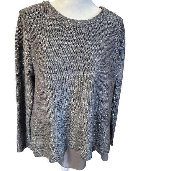 Papillon Blanc Tops - Papillon Blanc Silver Knit with sequins, Sweater